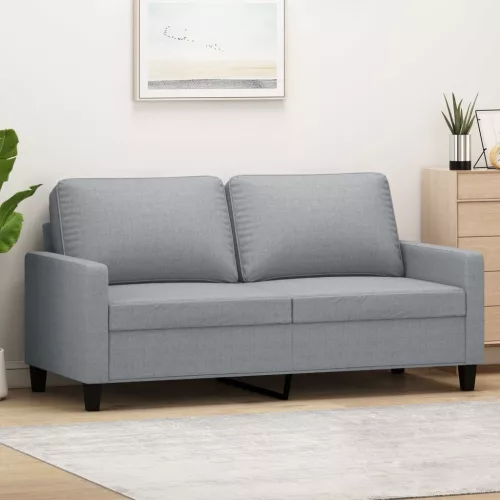  kétszemélyes világosszürke szövetkanapé 140 cm