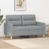  kétszemélyes világosszürke szövetkanapé 120 cm