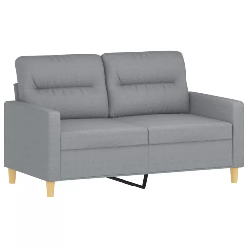  kétszemélyes világosszürke szövetkanapé 120 cm