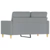  kétszemélyes világosszürke szövetkanapé 120 cm