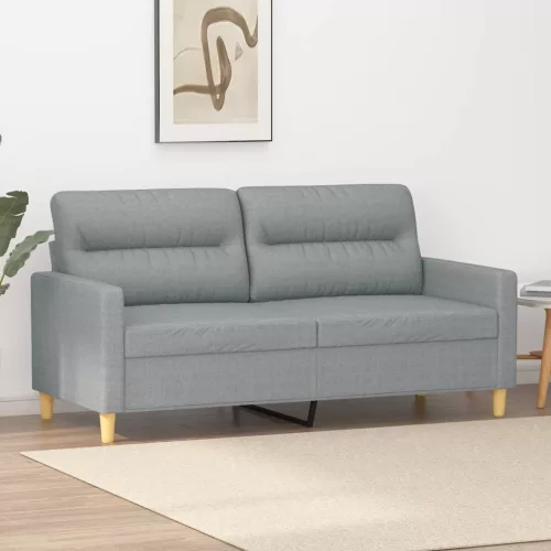  kétszemélyes világosszürke szövetkanapé 140 cm