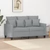  kétszemélyes világosszürke szövetkanapé 120 cm