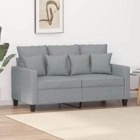  kétszemélyes világosszürke szövetkanapé 120 cm