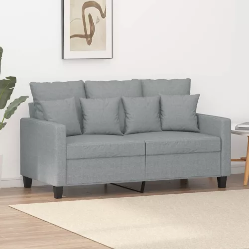 kétszemélyes világosszürke szövetkanapé 120 cm