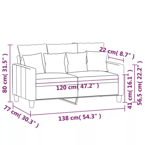  kétszemélyes világosszürke szövetkanapé 120 cm