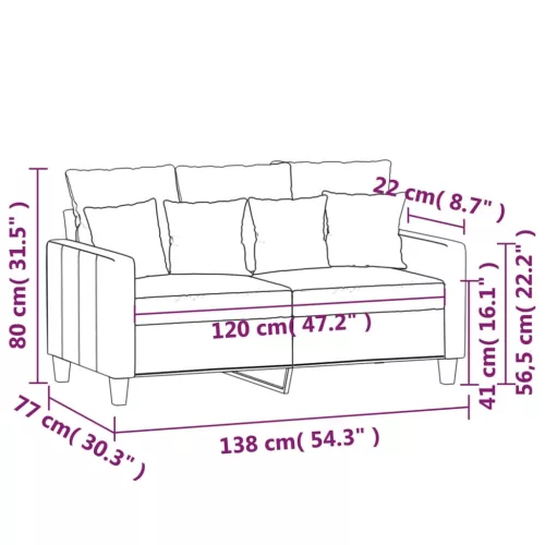  kétszemélyes barna szövetkanapé 120 cm