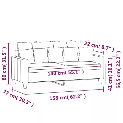  kétszemélyes barna szövetkanapé 140 cm