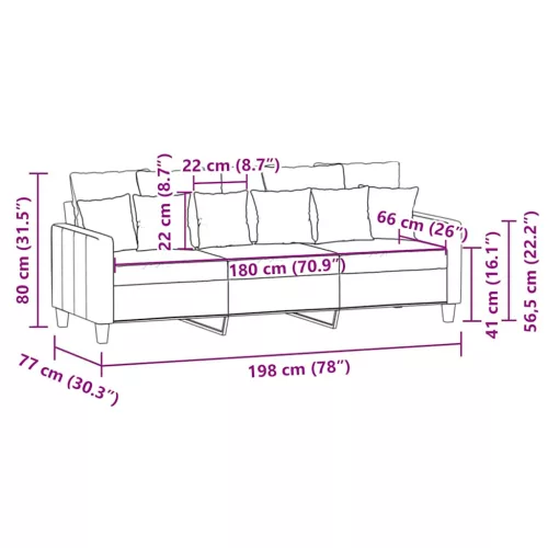  3 személyes barna szövetkanapé 180 cm