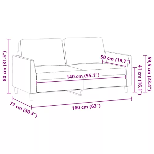  2 személyes cappuccino színű műbőr kanapé 140 cm
