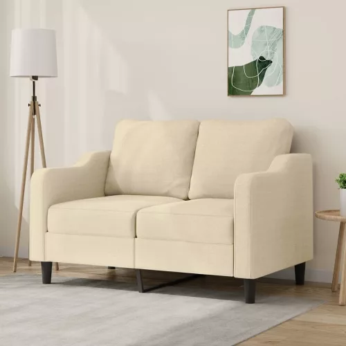  kétszemélyes krémszínű szövetkanapé 120 cm