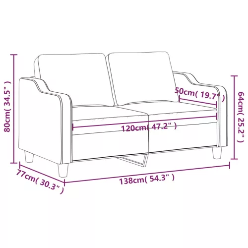  kétszemélyes krémszínű szövetkanapé 120 cm