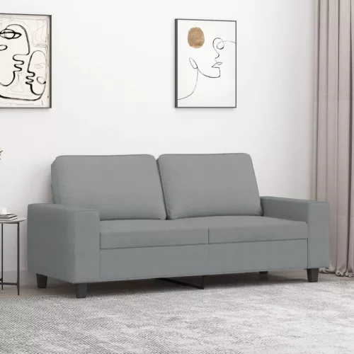  kétszemélyes világosszürke szövetkanapé 140 cm