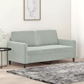  kétszemélyes világosszürke bársony kanapé 140 cm