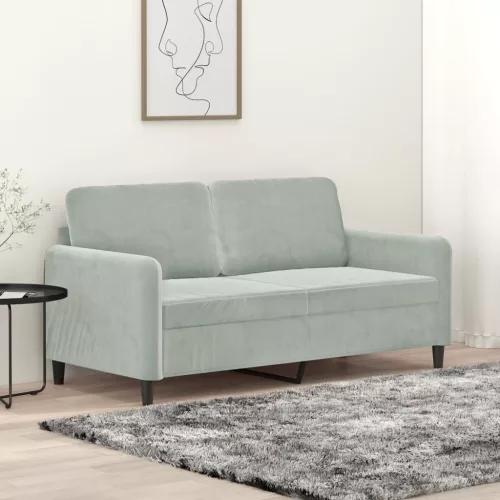  kétszemélyes világosszürke bársony kanapé 140 cm