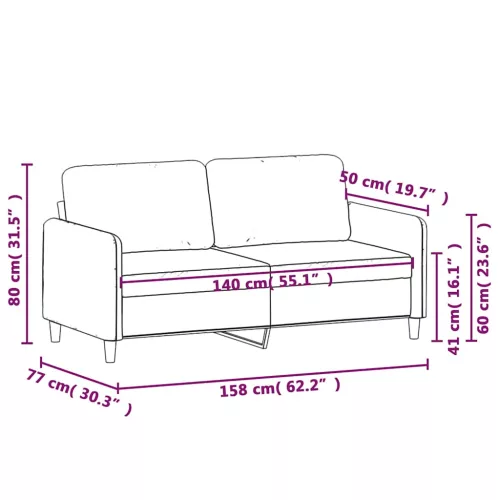  kétszemélyes krémszínű bársony kanapé 140 cm