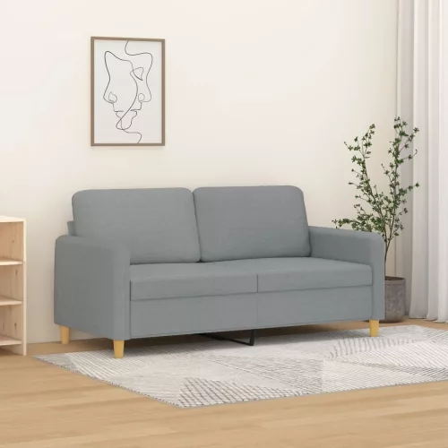  kétszemélyes világosszürke szövetkanapé 140 cm