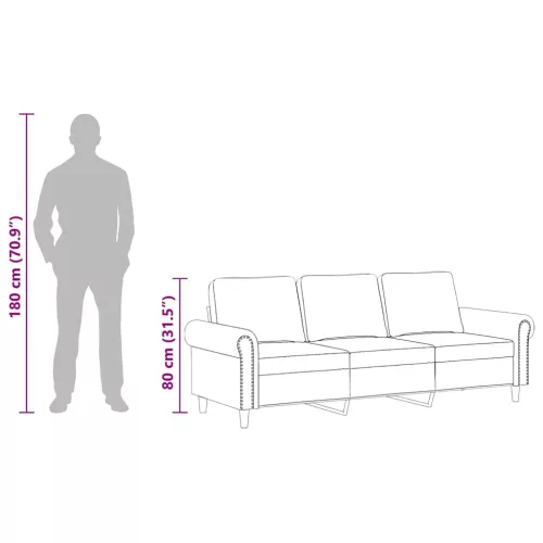  3 személyes kék bársony kanapé 180 cm