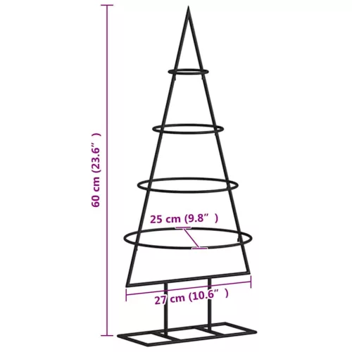  fekete fém karácsonyfa dekorációhoz 60 cm