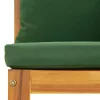  2 db tömör akácfa elemes sarokkanapé zöld párnákkal