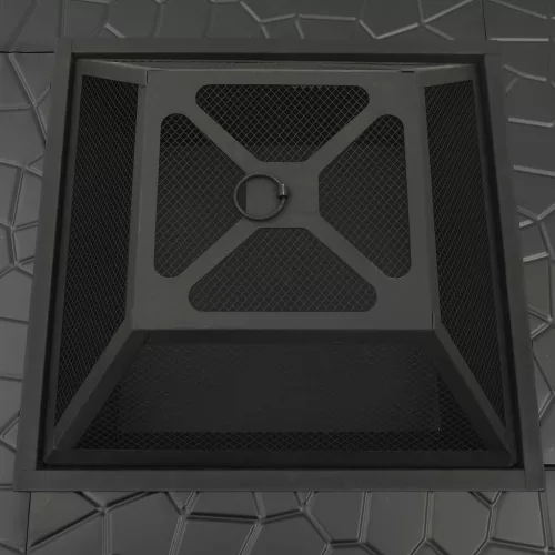  acél XXL méretű tűztál piszkavassal 79 x 79 x 46,5 cm