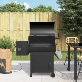  fekete vas pellet grillsütő kéménnyel 104 cm