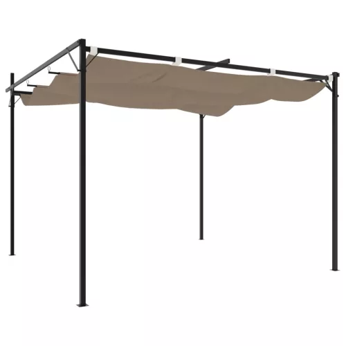  tópszínű pergola behúzható tetővel 295 x 292 x 230 cm