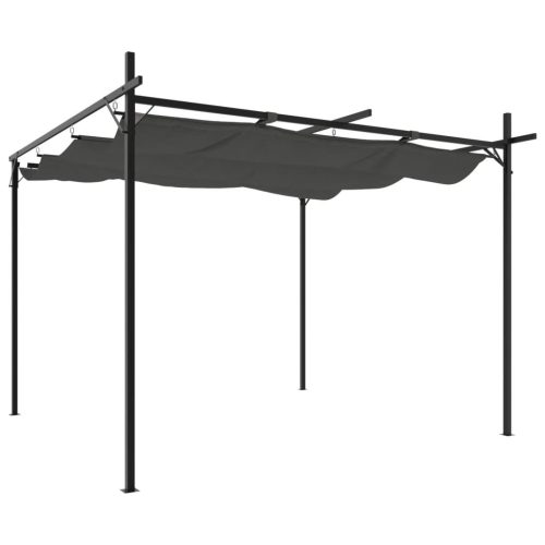  antracitszürke pergola behúzható tetővel 295 x 292 x 230 cm