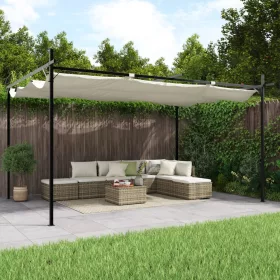    krémszínű pergola behúzható tetővel 395 x 292 x 230 cm