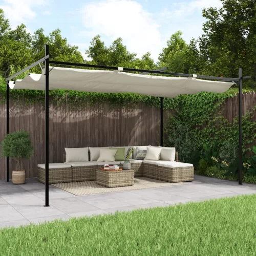  krémszínű pergola behúzható tetővel 395 x 292 x 230 cm