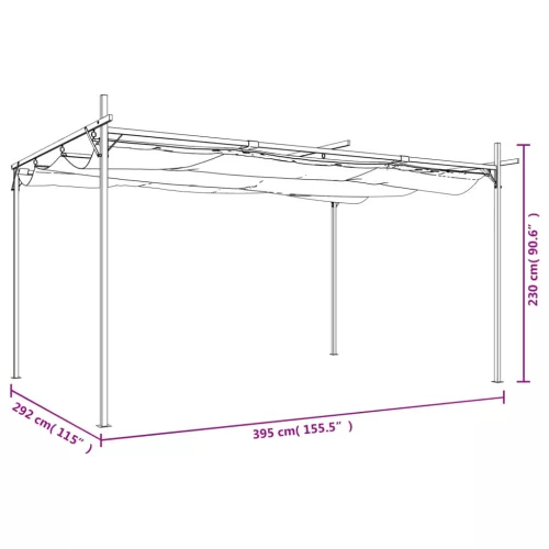  krémszínű pergola behúzható tetővel 395 x 292 x 230 cm