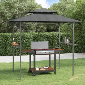    antracit acél grillező pavilon oldalsó polcokkal 240x150x243 cm