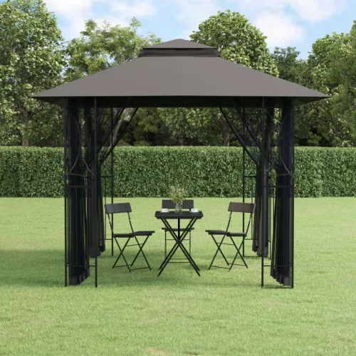  antracit acél pavilon oldalfalakkal 300 x 300 x 270 cm