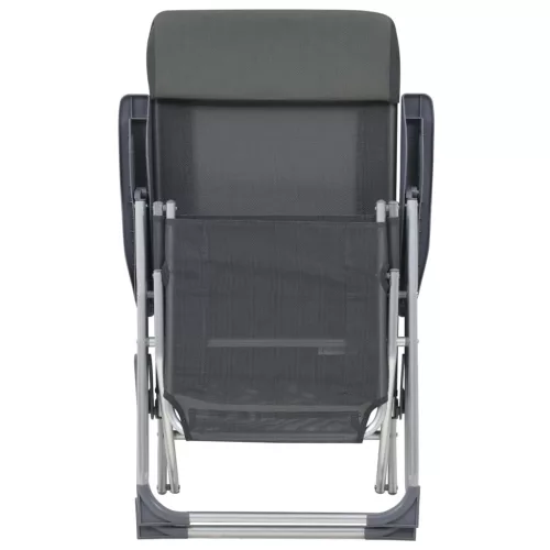  2 db szürke textilén összecsukható kempingszék lábtartóval