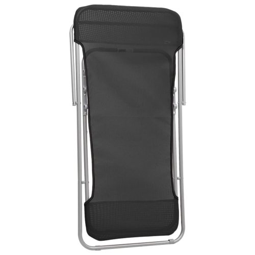  2 db fekete textilén és porszórt acél összecsukható strandszék