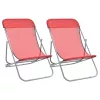  2 db piros textilén és porszórt acél összecsukható strandszék