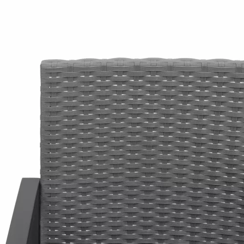  3 részes sötétszürke polyrattan kerti étkezőgarnitúra párnákkal