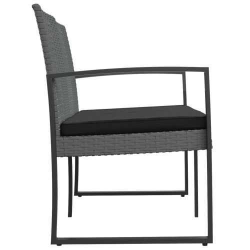  2-személyes sötétszürke PP kerti pad párnával