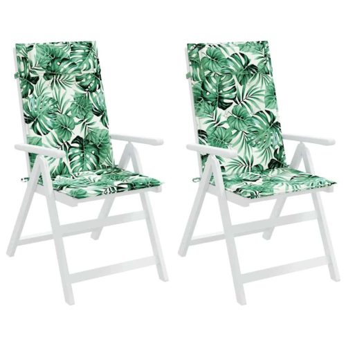  2 db levélmintás oxford-szövet magas háttámlájú székpárna