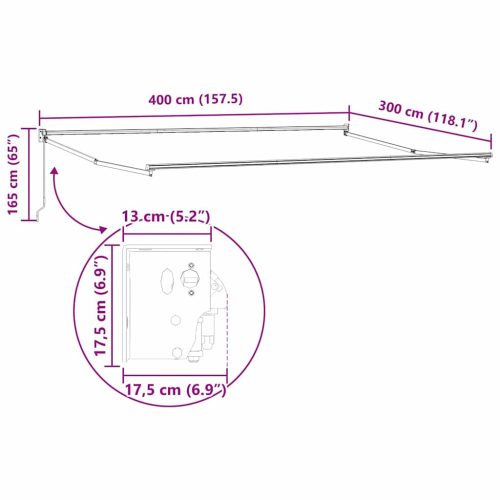  Behúzható napellenző Fehér 400 × 300 cm Alumínium