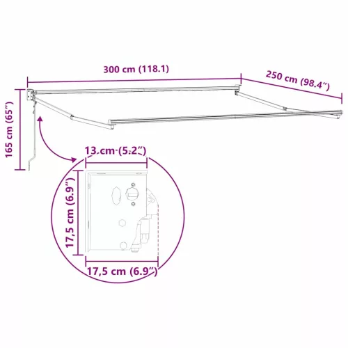  Behúzható napellenző Fehér 300 x 250 cm Alumínium