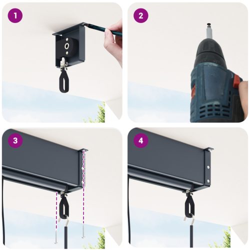  Kültéri Rolós Árnyék Csíkos Állítható Sárga és kék 200 x 250 cm szövet