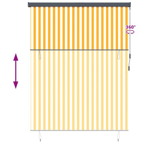  Kültéri Rolós Árnyék narancssárga és fehér 200 x 250 cm szövet
