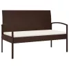  barna polyrattan kerti pad párnával 105 cm
