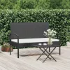  fekete polyrattan kerti pad párnával 105 cm