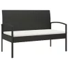  fekete polyrattan kerti pad párnával 105 cm