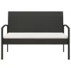  fekete polyrattan kerti pad párnával 105 cm