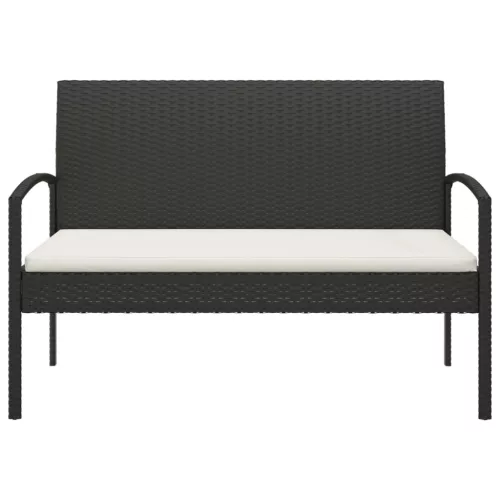  fekete polyrattan kerti pad párnával 105 cm