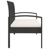  fekete polyrattan kerti pad párnával 105 cm