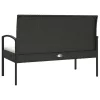  fekete polyrattan kerti pad párnával 105 cm