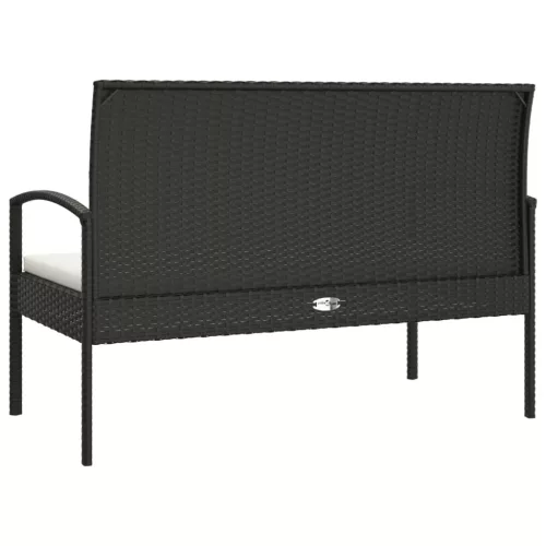 fekete polyrattan kerti pad párnával 105 cm